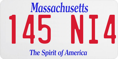 MA license plate 145NI4
