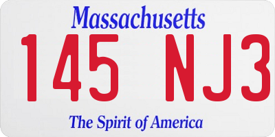 MA license plate 145NJ3