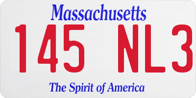 MA license plate 145NL3