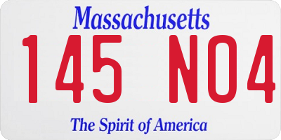 MA license plate 145NO4