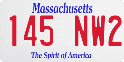 MA license plate 145NW2