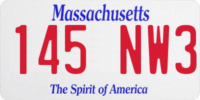 MA license plate 145NW3