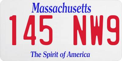 MA license plate 145NW9
