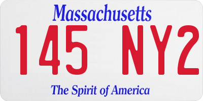 MA license plate 145NY2