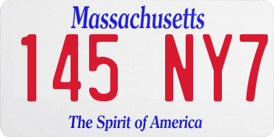 MA license plate 145NY7