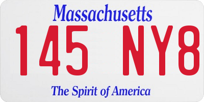 MA license plate 145NY8