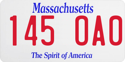 MA license plate 145OA0