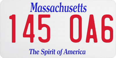 MA license plate 145OA6