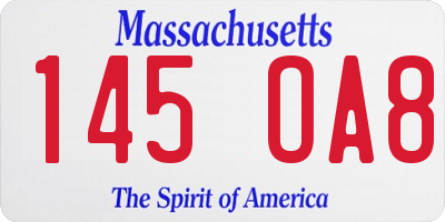 MA license plate 145OA8