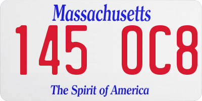 MA license plate 145OC8