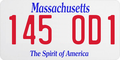 MA license plate 145OD1