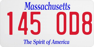 MA license plate 145OD8