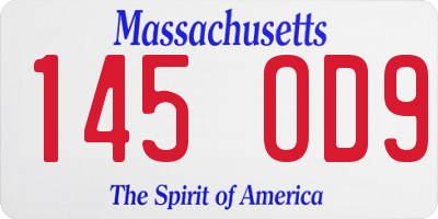 MA license plate 145OD9