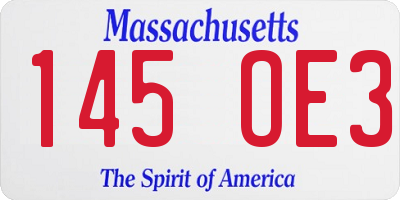 MA license plate 145OE3
