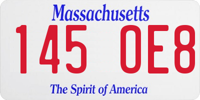MA license plate 145OE8