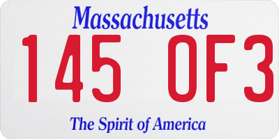 MA license plate 145OF3