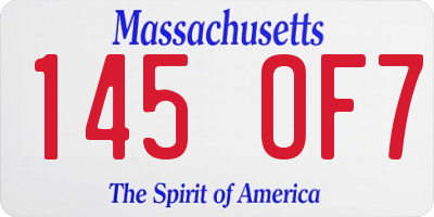 MA license plate 145OF7