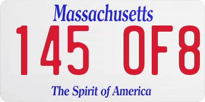 MA license plate 145OF8