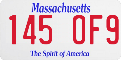 MA license plate 145OF9