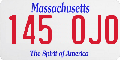 MA license plate 145OJ0