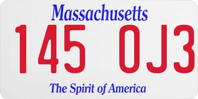 MA license plate 145OJ3