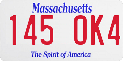 MA license plate 145OK4