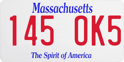 MA license plate 145OK5