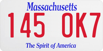 MA license plate 145OK7