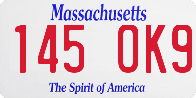 MA license plate 145OK9
