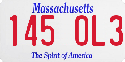 MA license plate 145OL3