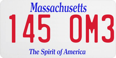 MA license plate 145OM3