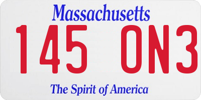 MA license plate 145ON3