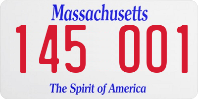 MA license plate 145OO1