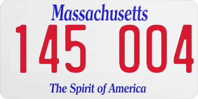 MA license plate 145OO4