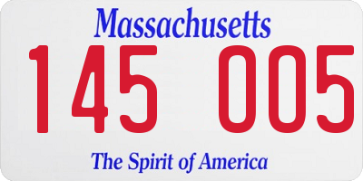 MA license plate 145OO5