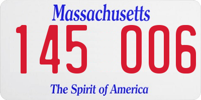MA license plate 145OO6