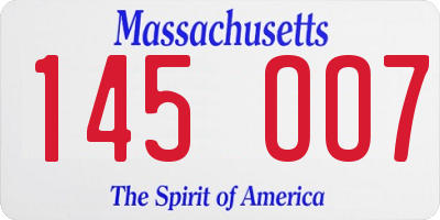 MA license plate 145OO7