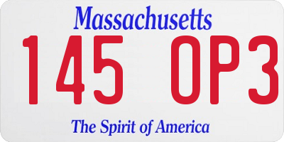 MA license plate 145OP3