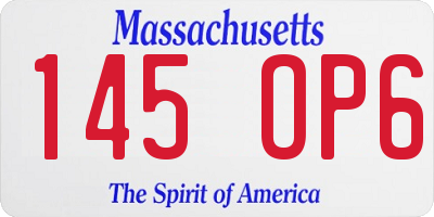 MA license plate 145OP6