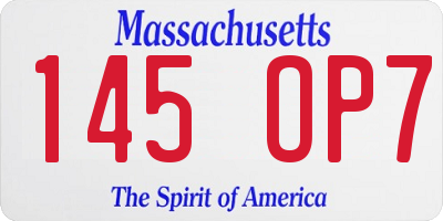MA license plate 145OP7