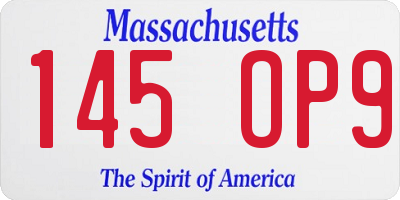 MA license plate 145OP9