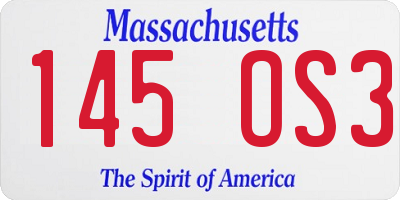 MA license plate 145OS3