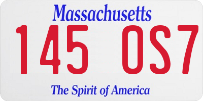 MA license plate 145OS7