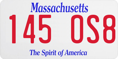 MA license plate 145OS8