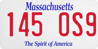 MA license plate 145OS9