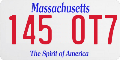 MA license plate 145OT7