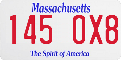 MA license plate 145OX8