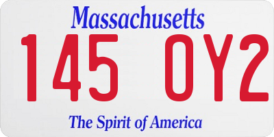 MA license plate 145OY2