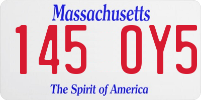 MA license plate 145OY5