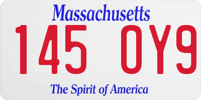 MA license plate 145OY9